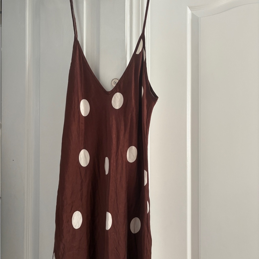 Brown Polka Dot Midi Dress
